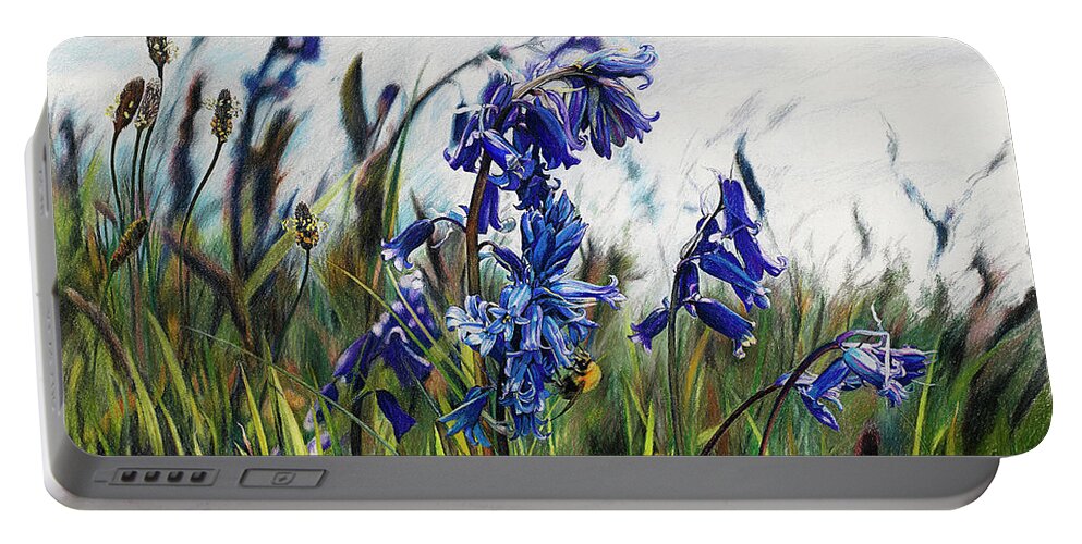 Animal Portable Battery Charger featuring the photograph Close Up Of Bluebells And Plantain by Ikon Ikon Images