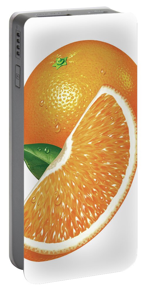 Citrus Portable Battery Charger featuring the photograph Close Up Of Fresh Sliced Orange by Ikon Ikon Images