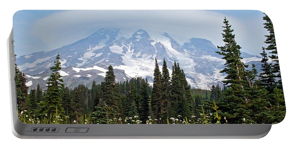 Mt.rainier Portable Battery Charger featuring the photograph Cloud Capped Rainier by Tikvah's Hope
