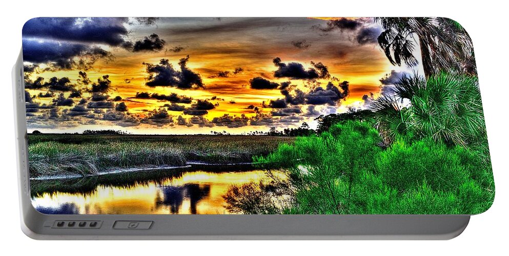 Sunset Portable Battery Charger featuring the photograph Clouds in After Glow by Richard Zentner