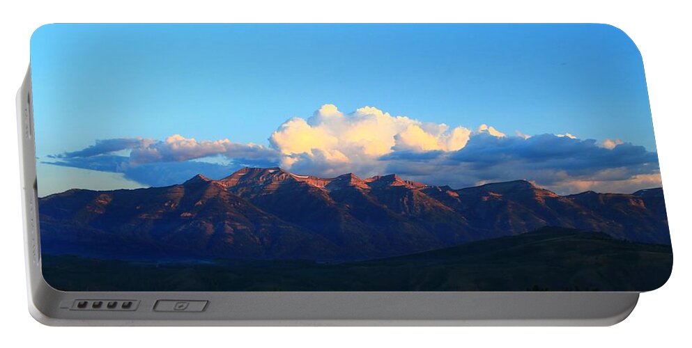 The Grand Teton Mountains Portable Battery Charger featuring the photograph Clouds on Top by Catie Canetti