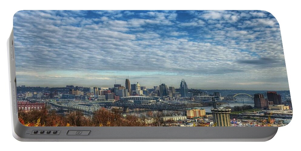 Cincinnati Portable Battery Charger featuring the photograph Clouds Over Cincinnati by Mel Steinhauer