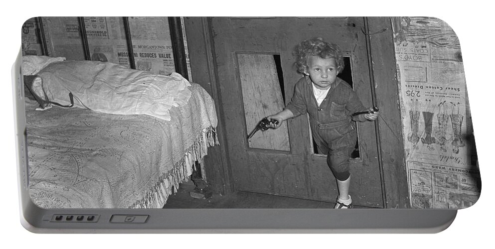 1938 Portable Battery Charger featuring the photograph Coal Miner's Child, 1938 by Granger