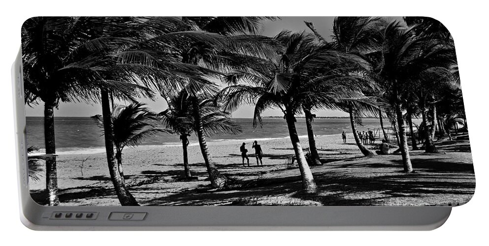 Bw Portable Battery Charger featuring the photograph Coconut Trees on a Typical Bahia Beach by Carlos Alkmin