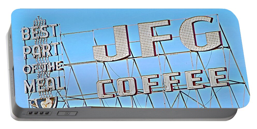 Best Part Of The Meal Portable Battery Charger featuring the photograph Coffee Sign by Sharon Popek
