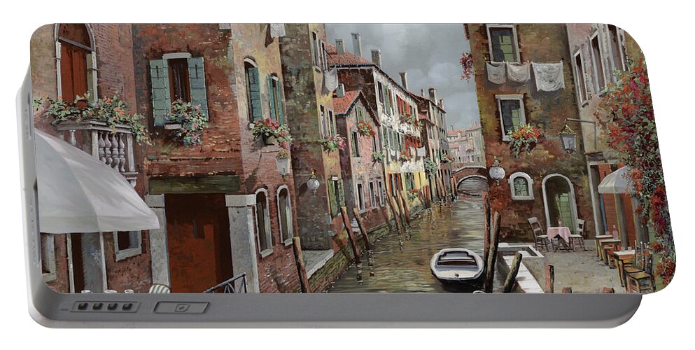 Venice Portable Battery Charger featuring the painting colazione a Venezia by Guido Borelli