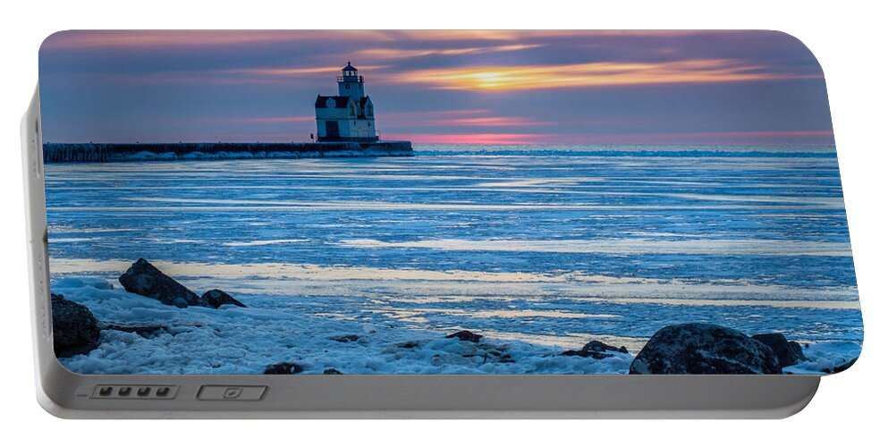 Lighthouse Portable Battery Charger featuring the photograph Cold Pastels by Bill Pevlor
