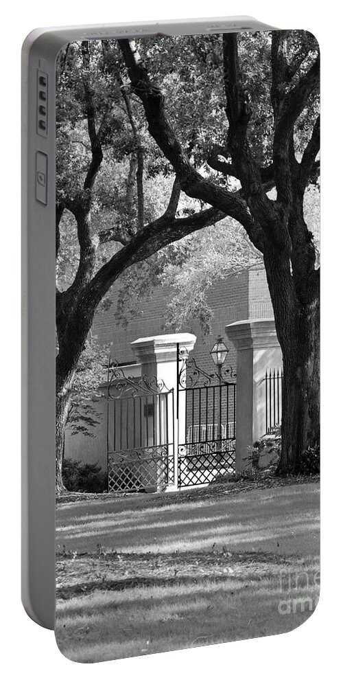 History Portable Battery Charger featuring the photograph College of Charleston Gate by Susan Cliett