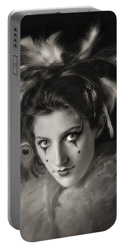 Clown Portable Battery Charger featuring the photograph Colombina by Endre Balogh