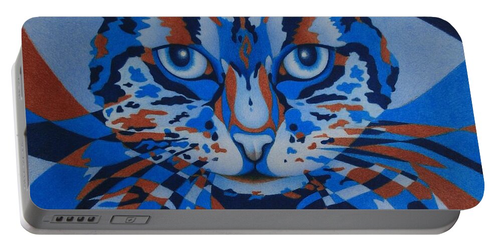 Cat Portable Battery Charger featuring the painting Color Cat III by Pamela Clements