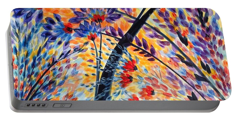 Color Flurry 3 Portable Battery Charger featuring the painting Color Flurry 3 by Holly Carmichael