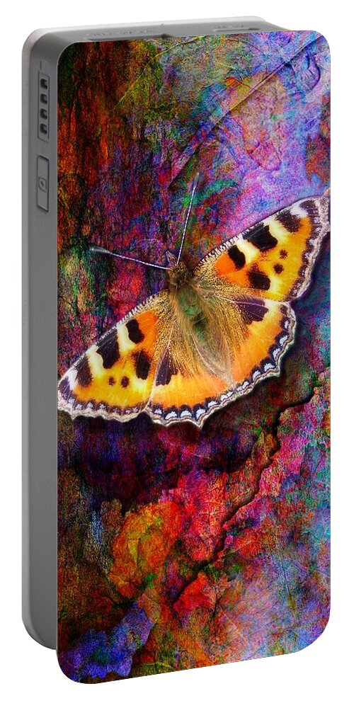 Colorful Portable Battery Charger featuring the digital art Colorful butterfly by Lilia D