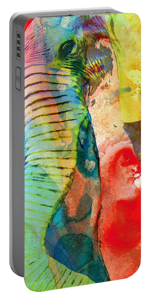 Animal Portable Battery Charger featuring the painting Colorful Elephant Art By Sharon Cummings by Sharon Cummings