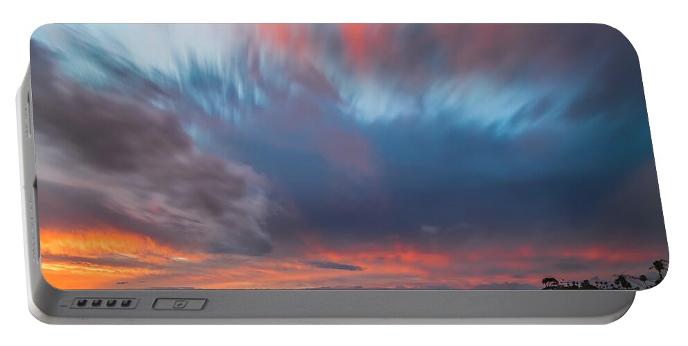 California; Long Exposure; Ocean; Reflection; San Diego; Sand; Sunset; Sun; Clouds; Waves Portable Battery Charger featuring the photograph Colorful Swamis Sunset - Square by Larry Marshall