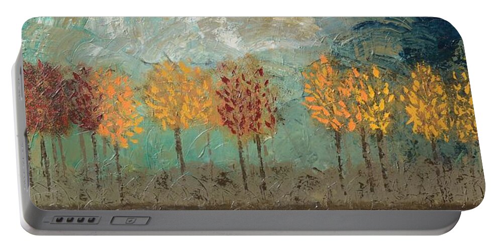 Fall Trees Portable Battery Charger featuring the painting Colorful Trees by Linda Bailey
