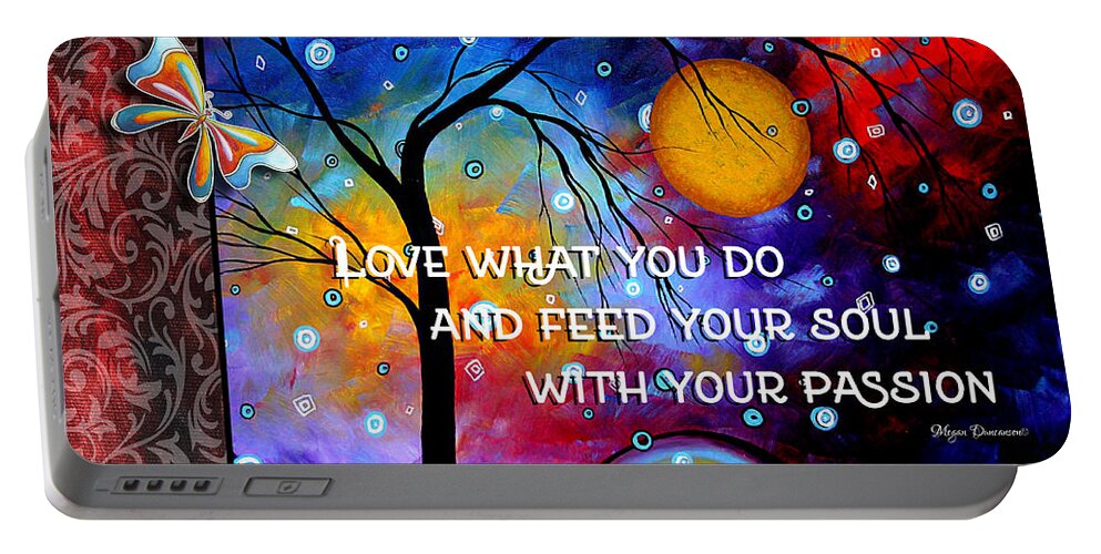 Inspirational Portable Battery Charger featuring the painting Colorful Whimsical Inspirational Butterfly Landscape Painting by Megan Duncanson by Megan Aroon