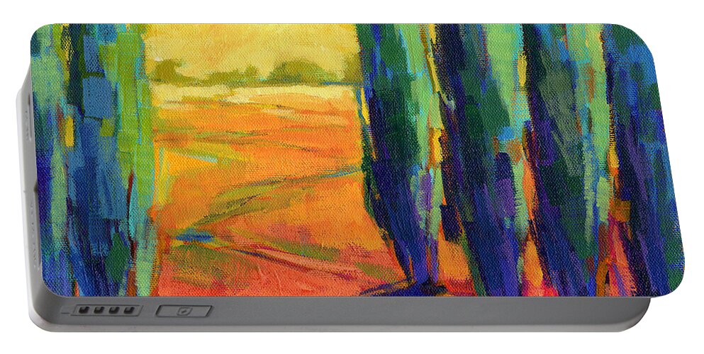 Landscape Portable Battery Charger featuring the painting Colors of Summer 3 by Konnie Kim