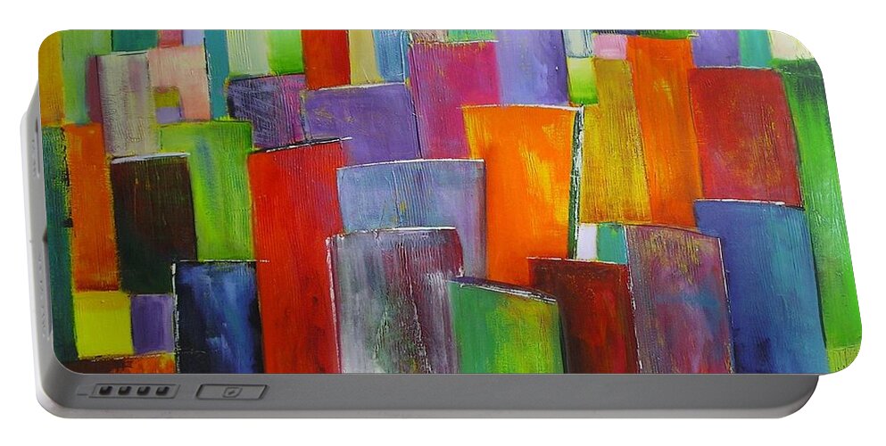 Colour Portable Battery Charger featuring the painting Colour Block 3 Painting by Chris Hobel