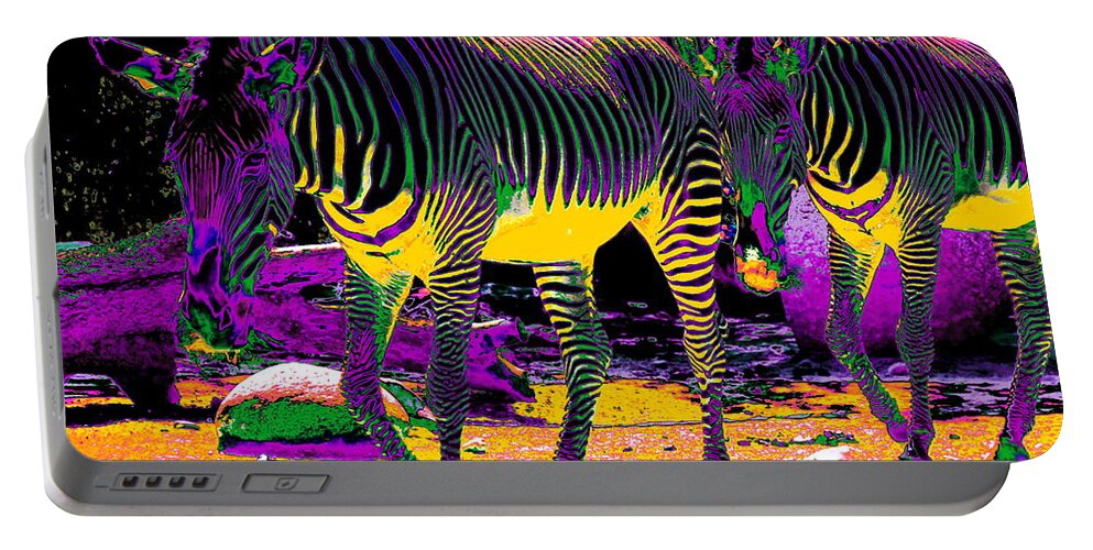 Zebra Portable Battery Charger featuring the photograph Colourful Zebras by Aidan Moran