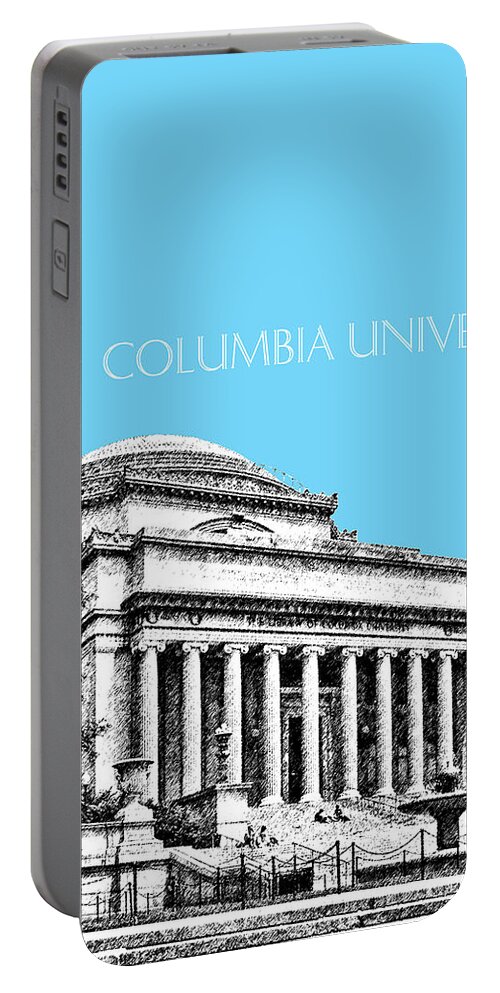 University Portable Battery Charger featuring the digital art Columbia University - Sky Blue by DB Artist