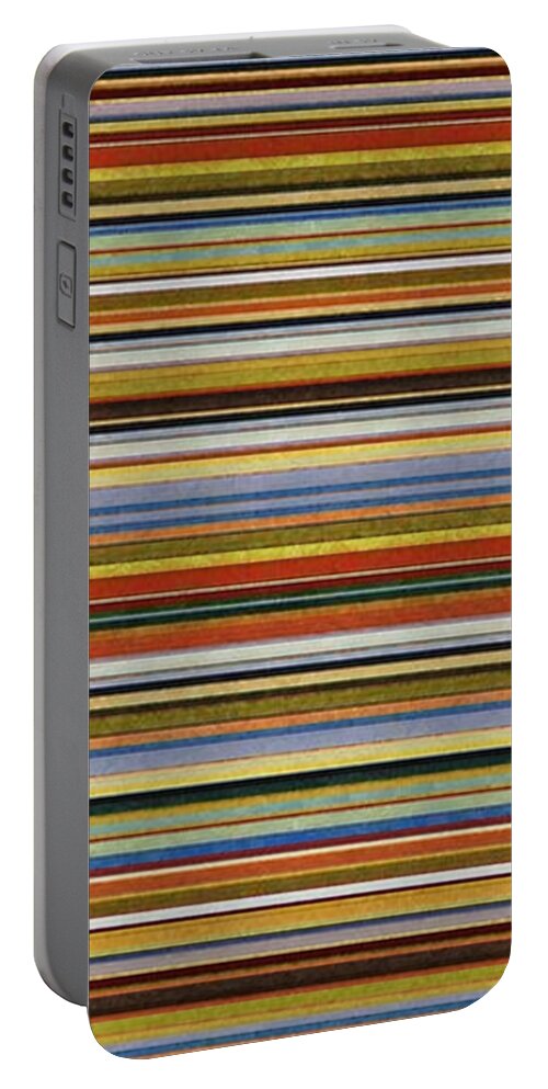 Textured Portable Battery Charger featuring the painting Comfortable Stripes Vll by Michelle Calkins