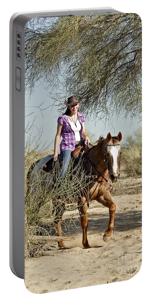 Horse Portable Battery Charger featuring the photograph Coming Through the Wash by Kathy McClure