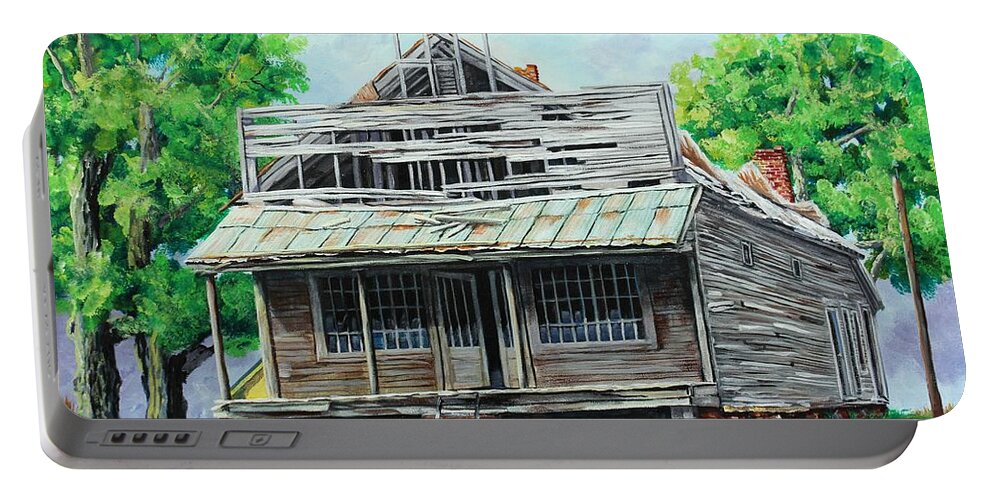 Farms Portable Battery Charger featuring the painting Commissary at Woodburn Plantation near Inverness MS by Karl Wagner