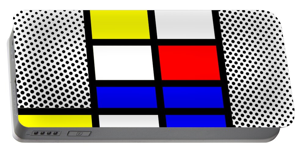 Mondrian Portable Battery Charger featuring the mixed media Composition 112 by Dominic Piperata