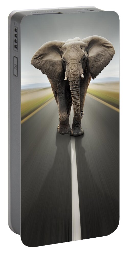Elephant Portable Battery Charger featuring the photograph Heavy duty transport / travel by road by Johan Swanepoel