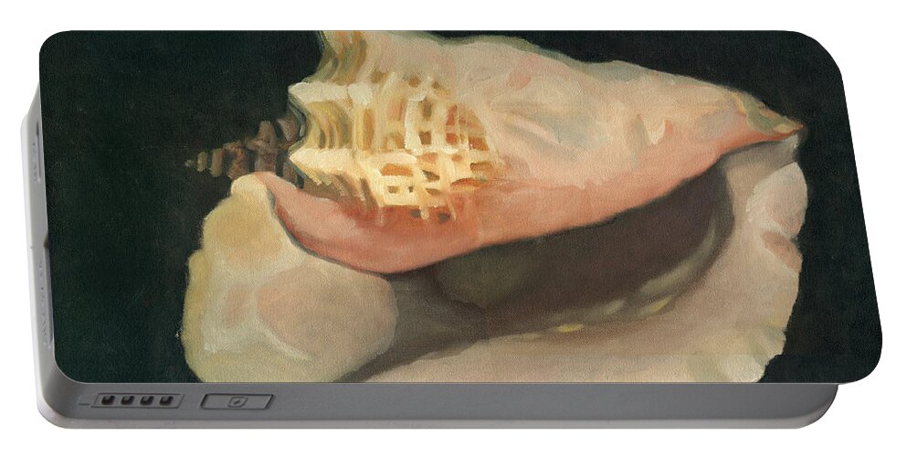 Queen Conch Shell Portable Battery Charger featuring the painting Conch by Katherine Miller