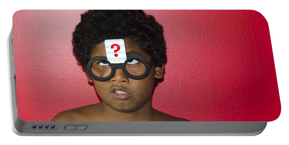 Black Portable Battery Charger featuring the photograph Confused Boy by Lynn Hansen
