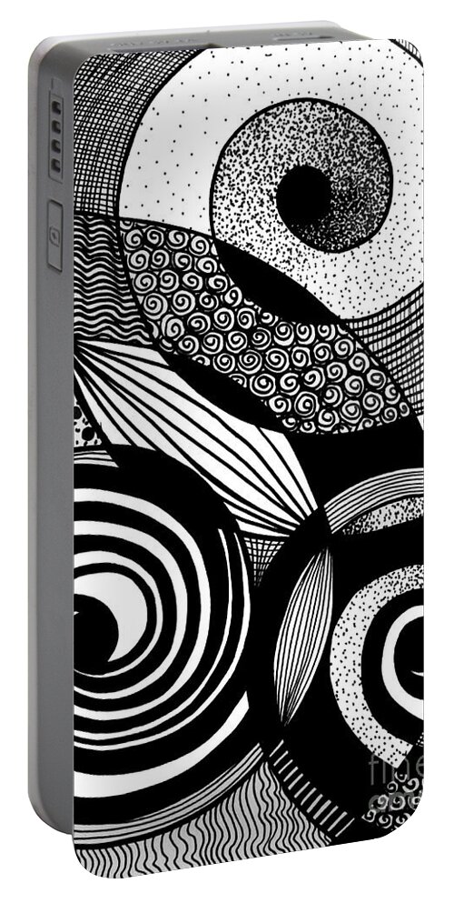 Circles Portable Battery Charger featuring the drawing Confusion by Lynellen Nielsen
