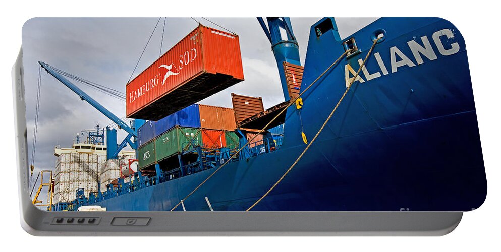 Container Ship Portable Battery Charger featuring the photograph Container Ship by Greg Dimijian