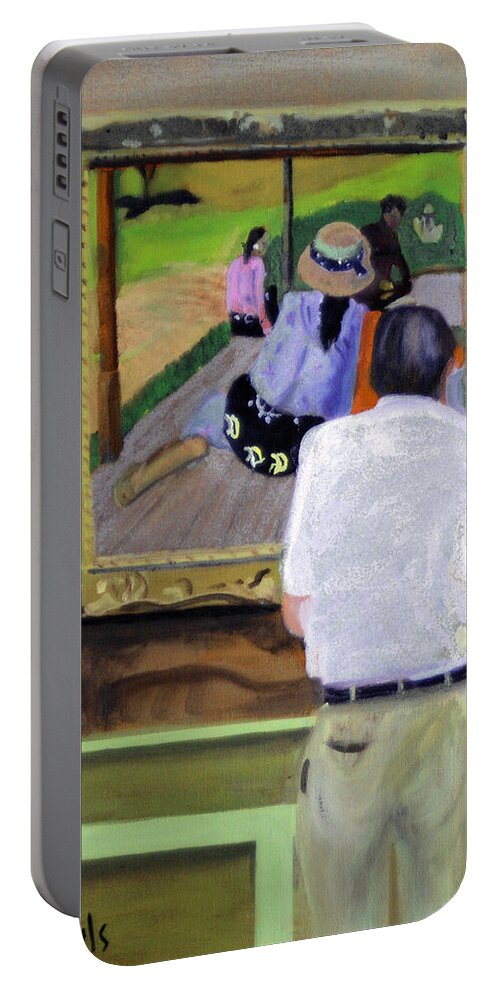 Gauguin Portable Battery Charger featuring the painting Contemplating Gauguin by Michael Daniels