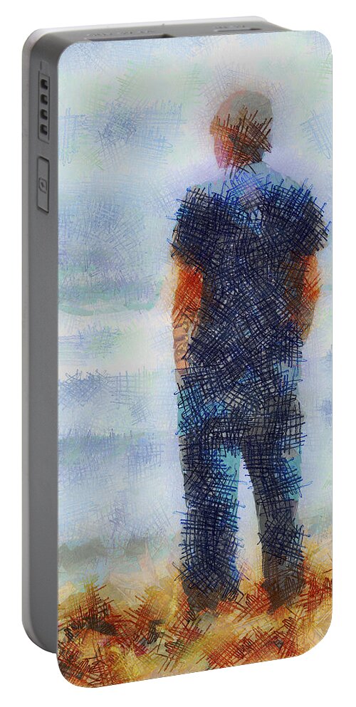Fuzzy Portable Battery Charger featuring the digital art Contemplating the Future by Steve Taylor