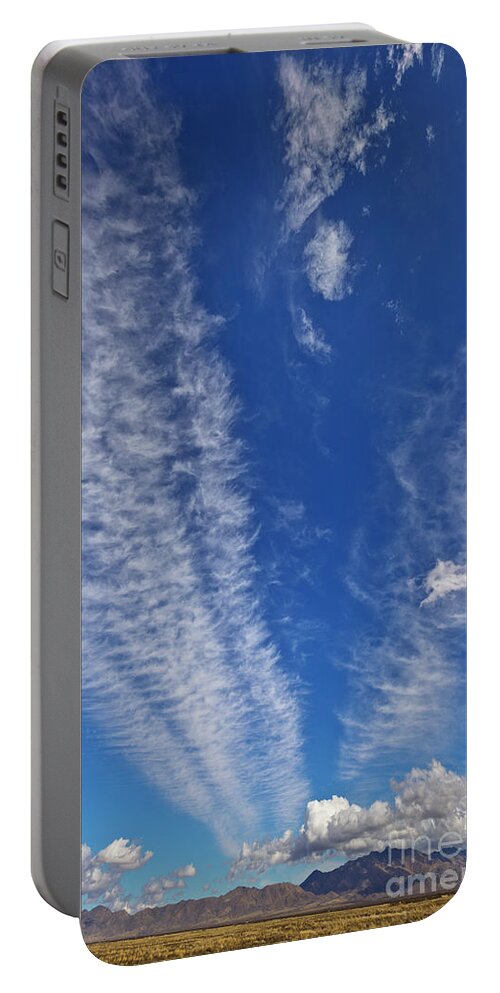 00559302 Portable Battery Charger featuring the photograph Contrails And Cumulus Cloud New Mexico by Yva Momatiuk John Eastcott