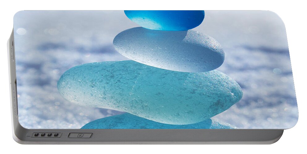 Seaglass Portable Battery Charger featuring the photograph Cool Blues by Barbara McMahon