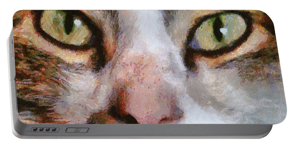 Animal Portable Battery Charger featuring the painting Cool for Cats by Taiche Acrylic Art