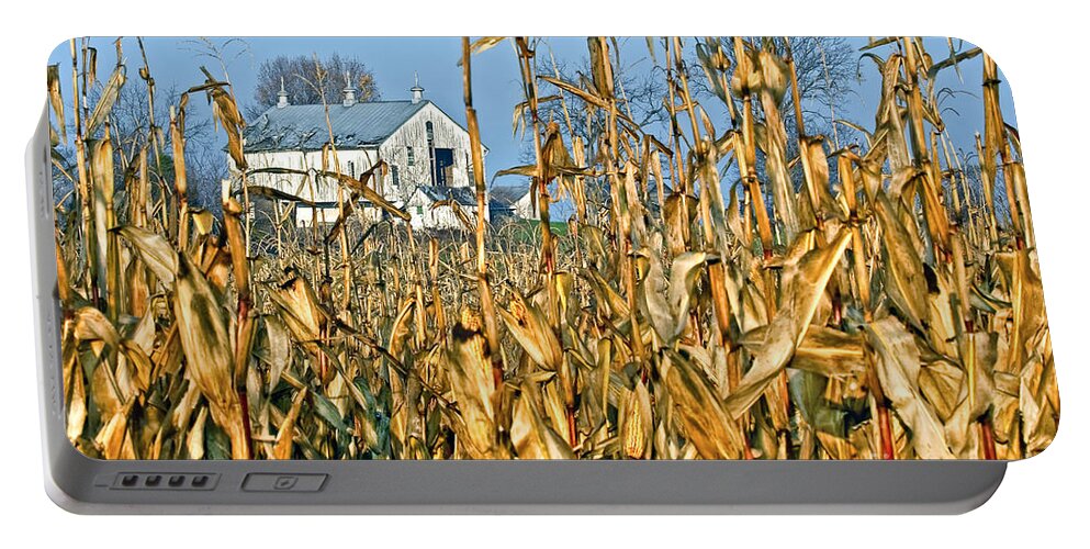 Antietam National Park Portable Battery Charger featuring the photograph Corn Framed Barn by Ronald Lutz
