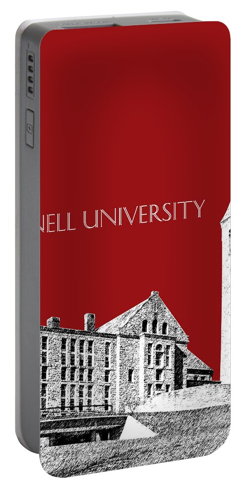 University Portable Battery Charger featuring the digital art Cornell University - Dark Red by DB Artist