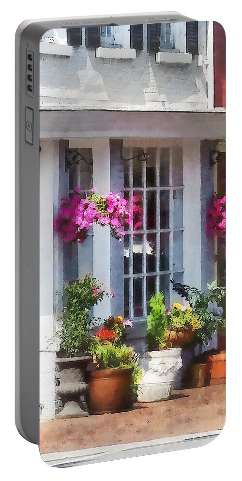 Flower Portable Battery Charger featuring the photograph Alexandria VA - Corner of King Street and S Alfred by Susan Savad