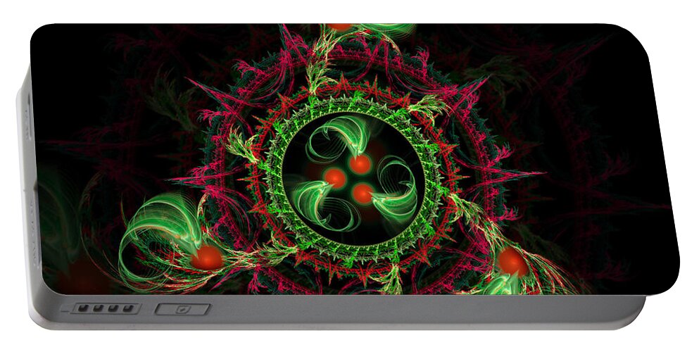 Abstract Portable Battery Charger featuring the digital art Cosmic Cherry Pie by Shawn Dall
