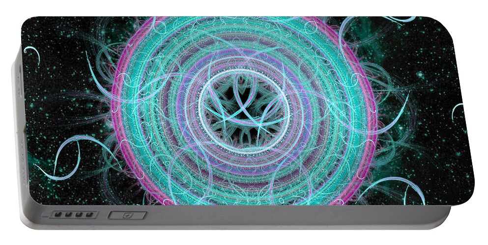 Abstract Portable Battery Charger featuring the digital art Cosmic Circle by Shawn Dall