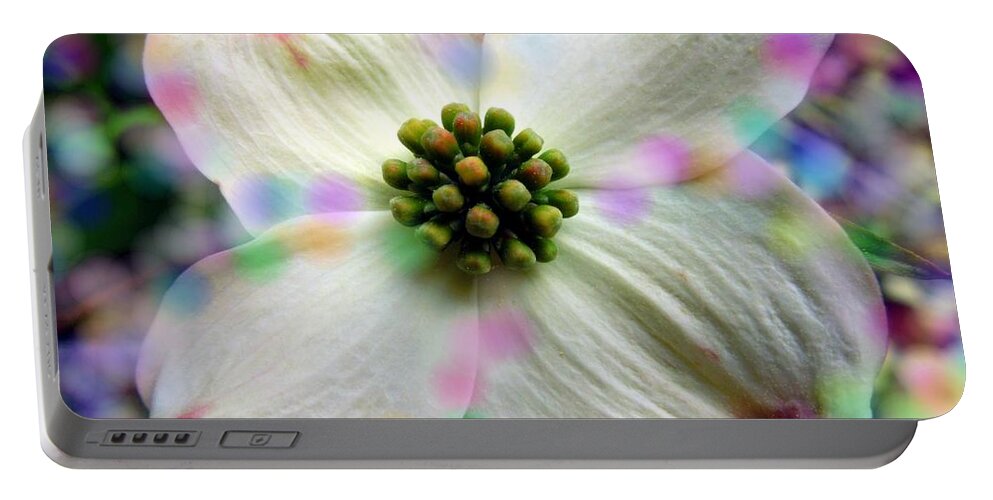 Funky Portable Battery Charger featuring the photograph Cotton Candy Flower by Renee Trenholm