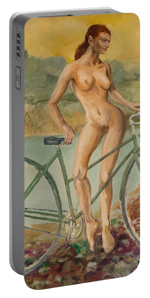 Idyll Portable Battery Charger featuring the painting Country idyll by Peregrine Roskilly