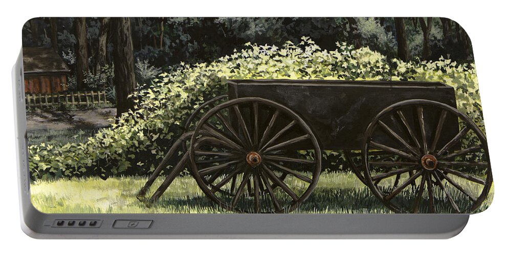 Country Portable Battery Charger featuring the painting Country Wagon by Mary Palmer