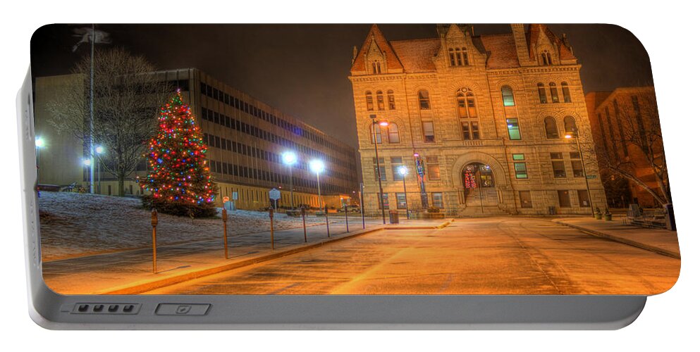 Parkersburg Portable Battery Charger featuring the photograph Courthouse at Night by Jonny D