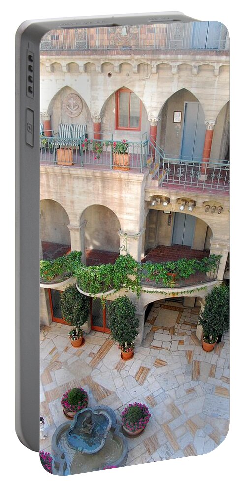Mission Inn Portable Battery Charger featuring the photograph Courtyard 2 by Amy Fose