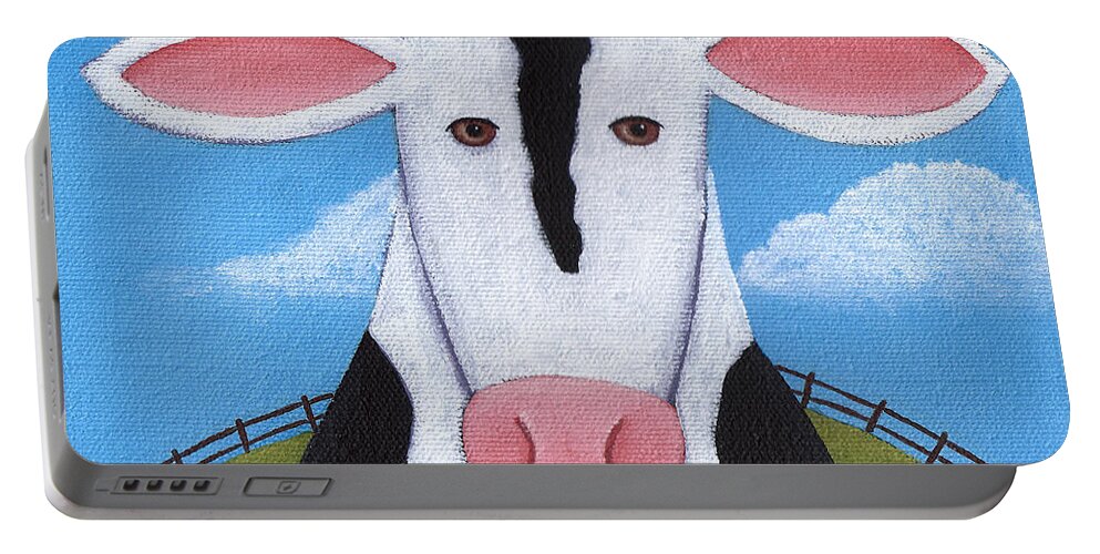 Cow Portable Battery Charger featuring the painting Cow Nursery Wall Art by Christy Beckwith