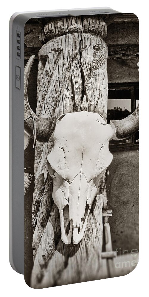 Cow Skull Portable Battery Charger featuring the photograph Cow skull by Bryan Mullennix